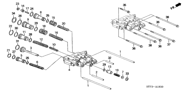 2000 Acura Integra 3 Door GS (LEATHER) KA 4AT AT Servo Body Diagram