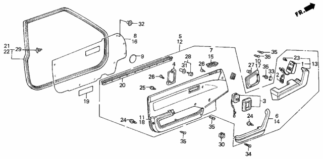 1986 Acura Integra Left Front Door Armrest (Off Black) Diagram for 75833-SD2-010ZB