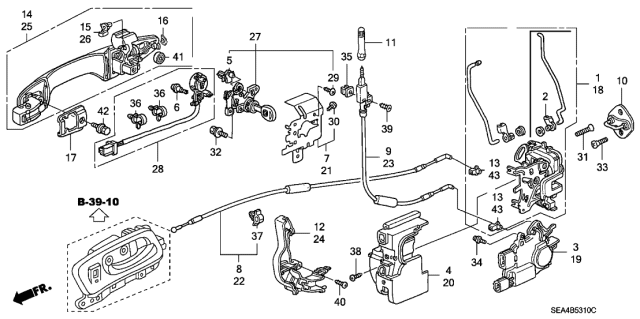 2006 Acura TSX Front Door Locks - Outer Handle Diagram