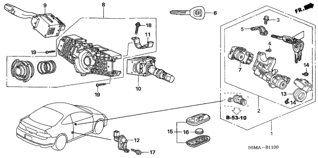 2006 Acura RSX 3 Door BASE KA 5AT Combination Switch Diagram