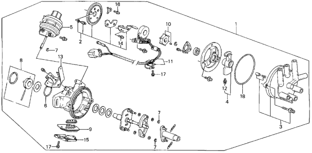 1986 Acura Legend 4 Door LX KA 5MT Distributor (TEC) Diagram