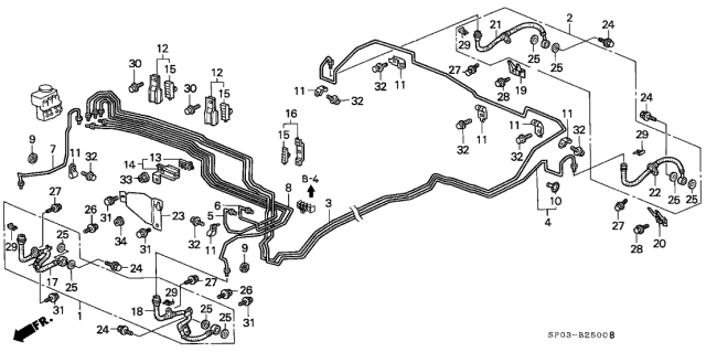 1993 Acura Legend 4 Door STD KA 5MT Brake Lines Diagram