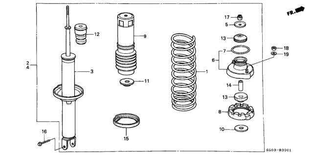 1990 Acura Legend 2 Door STD KA 5MT Rear Shock Absorber Diagram
