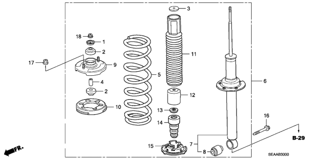 2008 Acura TSX 4 Door TSX (NAVIGATION) KA 5AT Rear Shock Absorber Diagram