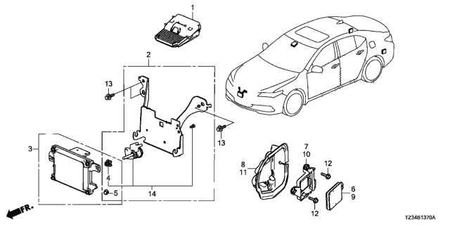 2016 Acura TLX Radar Sub Assembly Diagram for 36802-TZ3-A12