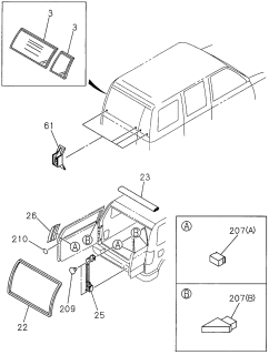 1997 Acura SLX Weatherstrip, Back Door (Upper) (Outer) Diagram for 8-97811-347-1