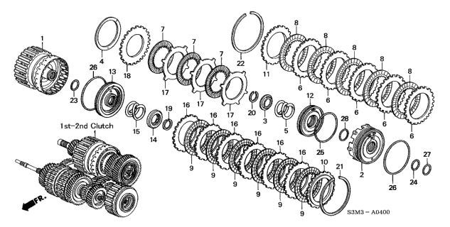 2003 Acura CL Guide, Clutch (1-2) Diagram for 22510-P7W-003