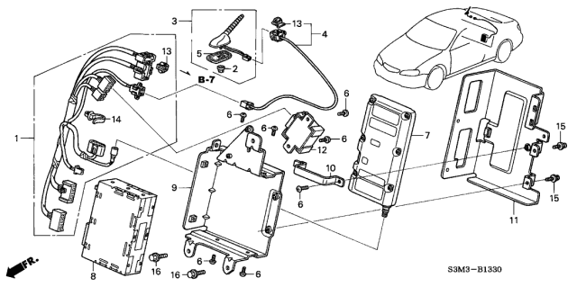 2003 Acura CL Box Unit, Identification Diagram for 39580-S3M-A11