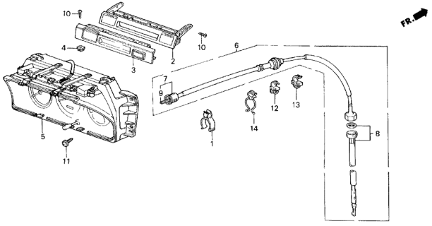 1990 Acura Legend Combination Meter Assembly Diagram for 78100-SG0-A19