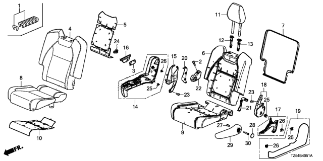 2017 Acura MDX Cover Assembly, Passenger Side Middle Seat-Back Trim (Type Y) Diagram for 81321-TZ5-A71ZB