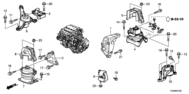 2017 Acura RDX Engine Motor Mount Diagram for 50820-TX4-A02