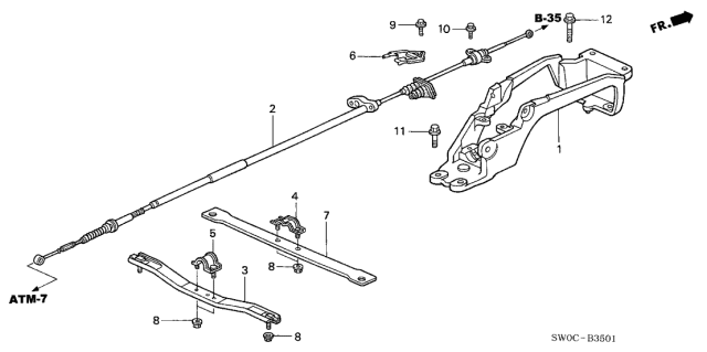 2003 Acura NSX 2 Door NSX-T KA 4AT Select Lever Control Diagram