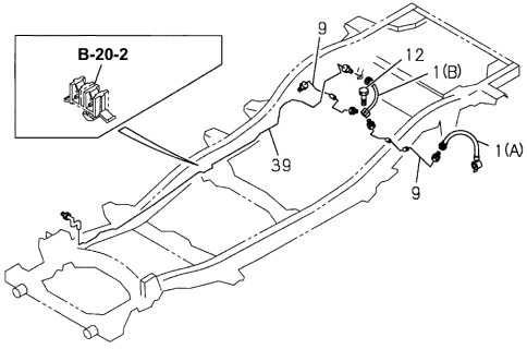 1996 Acura SLX 4 Door 4LS (PREMIUM) KA 4AT Brake Line (Rear) Diagram