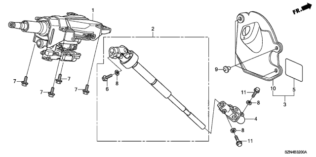 2010 Acura ZDX 5 Door TECH KA 6AT Steering Column Diagram