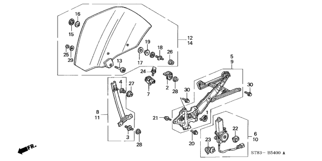 1998 Acura Integra Rear Door Windows Diagram