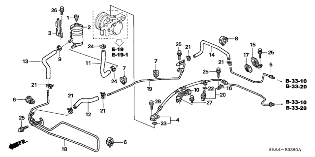 2005 Acura TSX Power Steering Return Hose Diagram for 53734-SDA-A01