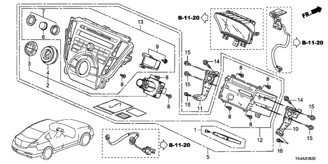 2013 Acura TL Switch Assembly, Multi Position Diagram for 39050-TK4-A11