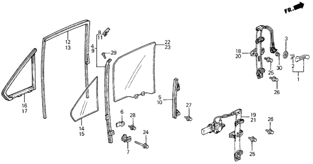 1988 Acura Integra Rear Door Windows (5 Door) Diagram