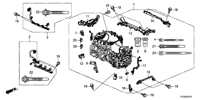2014 Acura RLX Holder, Front Engine Harness Transmission (C) Diagram for 32136-R9S-A30