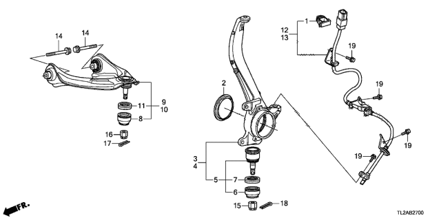 2013 Acura TSX 4 Door TSX V6 KA 5AT Front Knuckle Diagram