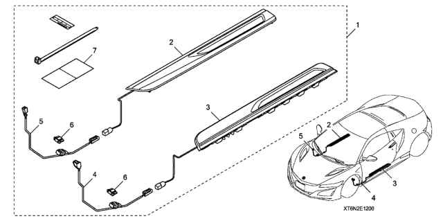 2017 Acura NSX Illuminated Carbon Fiber Door Sill Trim Diagram