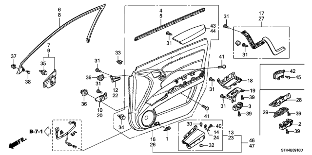 2010 Acura RDX Front Door Lining Diagram