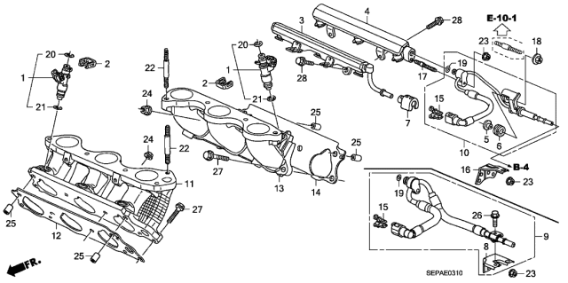 2008 Acura TL Fuel Injector Diagram