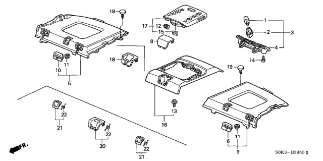 2002 Acura TL 4 Door TL KA 5AT Rear Tray Diagram