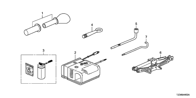 2015 Acura TLX 4 Door TECH (2.4) KA DCT Puncture Repair Kit - Tools Diagram