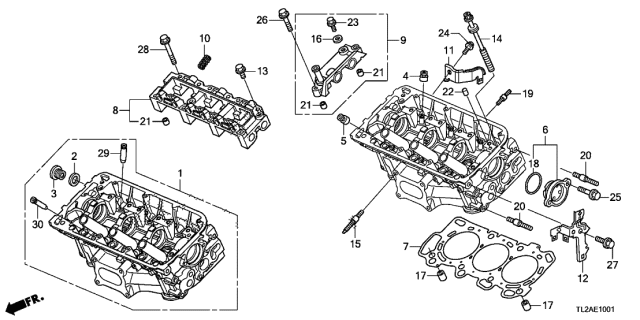 2013 Acura TSX 4 Door TSX V6 KA 5AT Front Cylinder Head (V6) Diagram