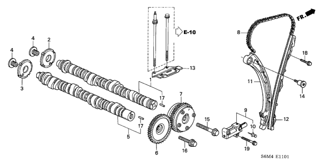 2002 Acura RSX Camshaft, In. Diagram for 14110-PRB-A00