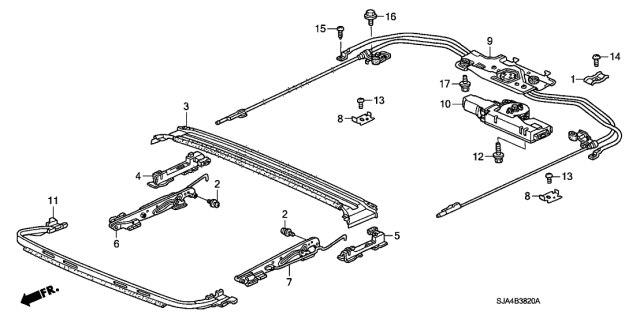 2007 Acura RL Motor Assembly, Sunroof Diagram for 70450-SJA-A02