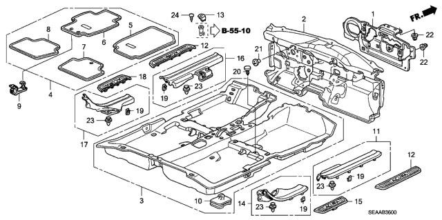 2008 Acura TSX 4 Door TSX (NAVIGATION) KA 6MT Floor Mat Diagram