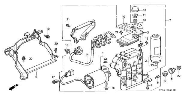 1995 Acura Integra Rubber, ABS Mounting Diagram for 57101-ST7-000
