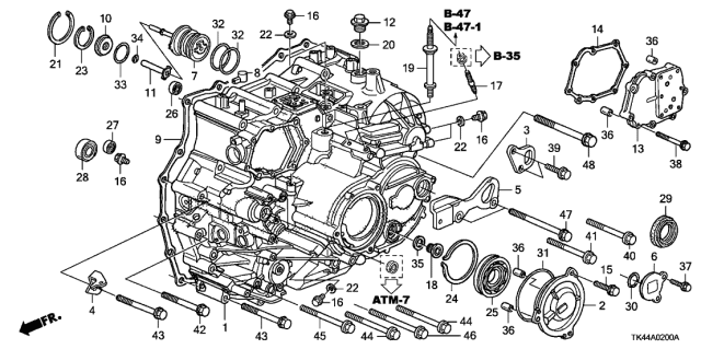 2011 Acura TL AT Transmission Case Diagram