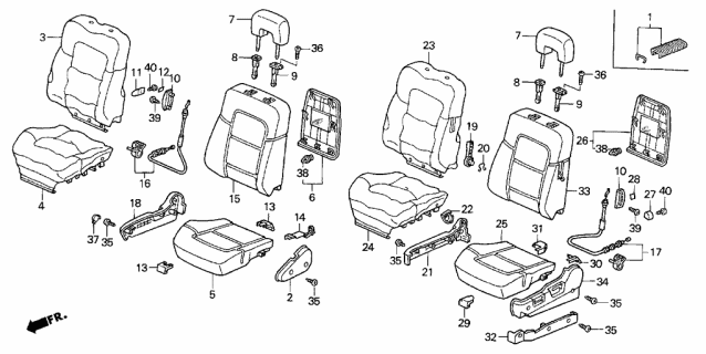 1998 Acura CL Front Seat Diagram 1