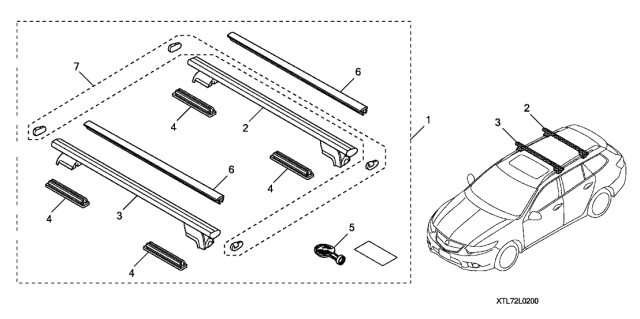 2013 Acura TSX 5 Door TSX KA 5AT Crossbars Diagram