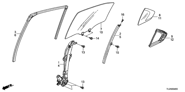 2014 Acura TSX Channel, Right Rear Door Run Diagram for 72735-TL0-G01