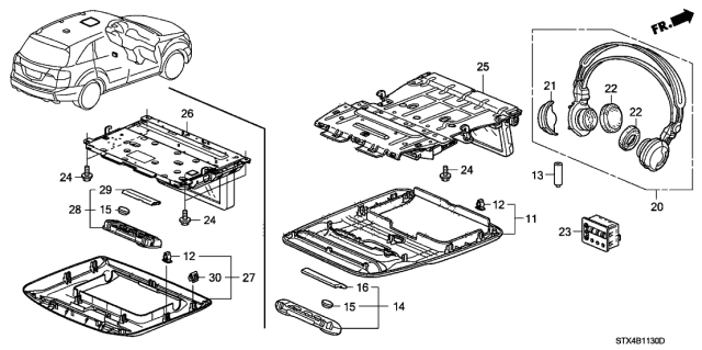 2013 Acura MDX 5 Door TECH (ENTERTAINMENT) KA 6AT Rear Entertainment System Diagram