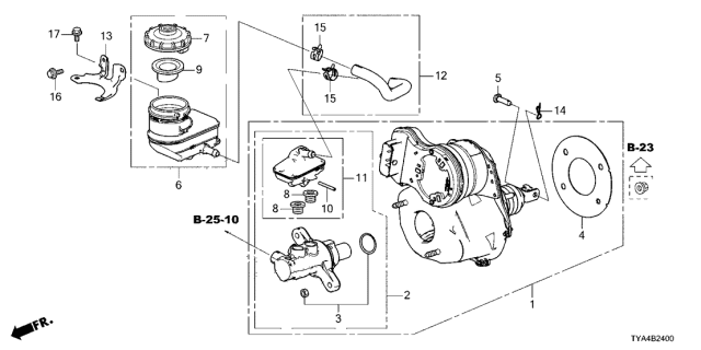 2022 Acura MDX Pin, Reservoir Fixation Diagram for 46668-TVA-A01