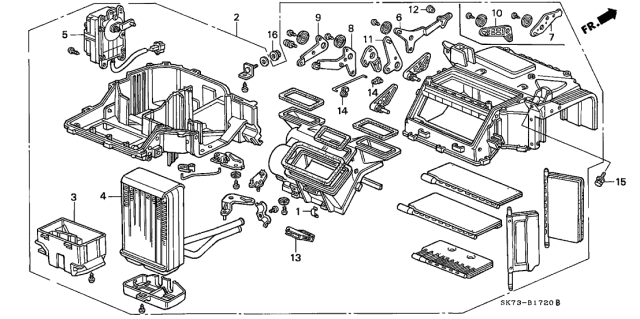 1992 Acura Integra Heater Unit Assembly Diagram for 79100-SK7-A02
