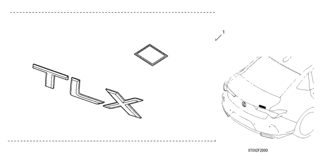 2021 Acura TLX Black Chrome Emblem (TLX) Diagram