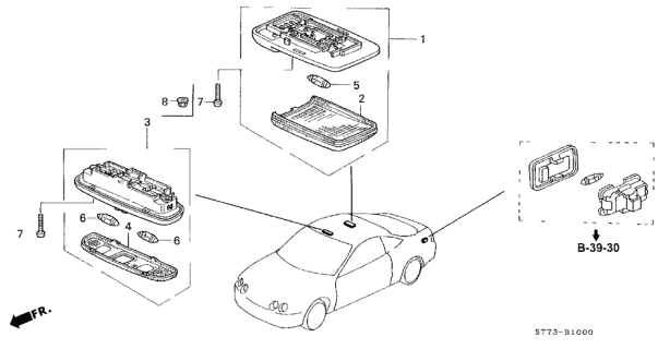 1999 Acura Integra Light Assembly, Front Map (Shimmer Gray) Diagram for 34256-ST7-003ZA