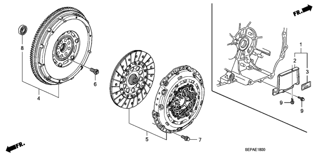 2008 Acura TL Flywheel Diagram for 22100-R72-006