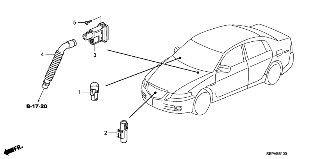 2008 Acura TL 4 Door BASE (NAVIGATION) KA 5AT A/C Sensor Diagram