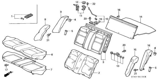 2000 Acura Integra Garnish, Rear Seat Lock (Mild Beige) Diagram for 82227-SH4-000ZT