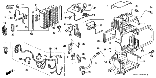 1994 Acura Integra 3 Door LS KA 5MT A/C Unit Diagram