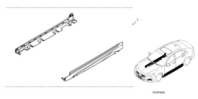 2021 Acura TLX Side Underbody Spoiler Diagram