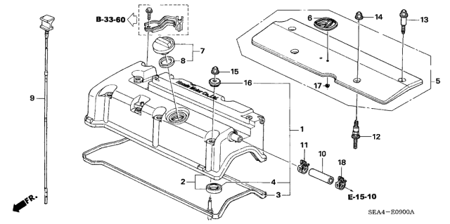 2004 Acura TSX Breather Tube Diagram for 17153-RAA-A00