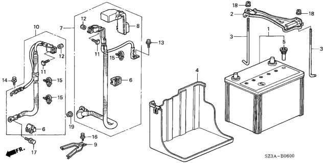 2004 Acura RL 4 Door RL (NAVIGATION) KA 4AT Battery Diagram